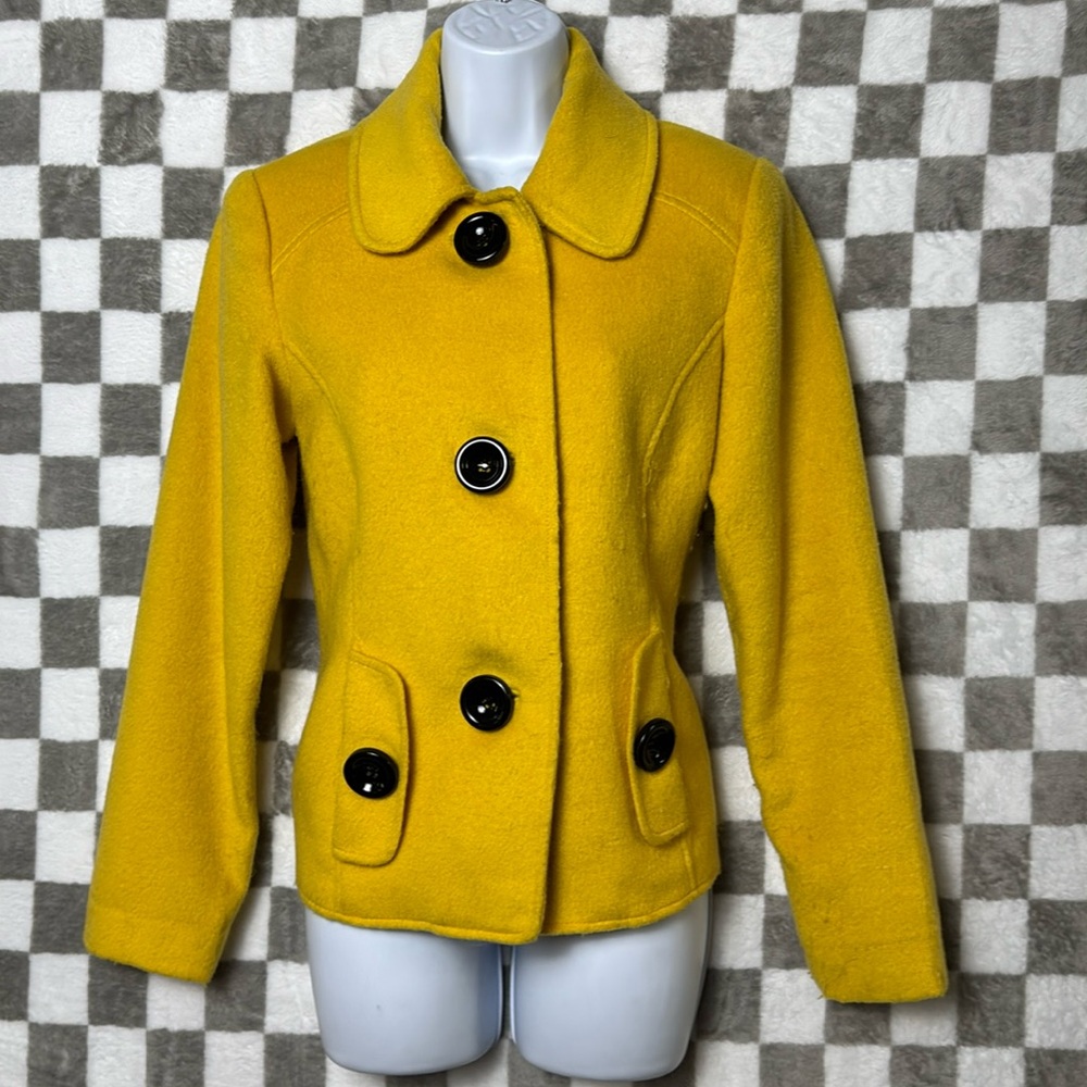 Grace Elements Blazer Yellow Women’s 6 wool poly blend